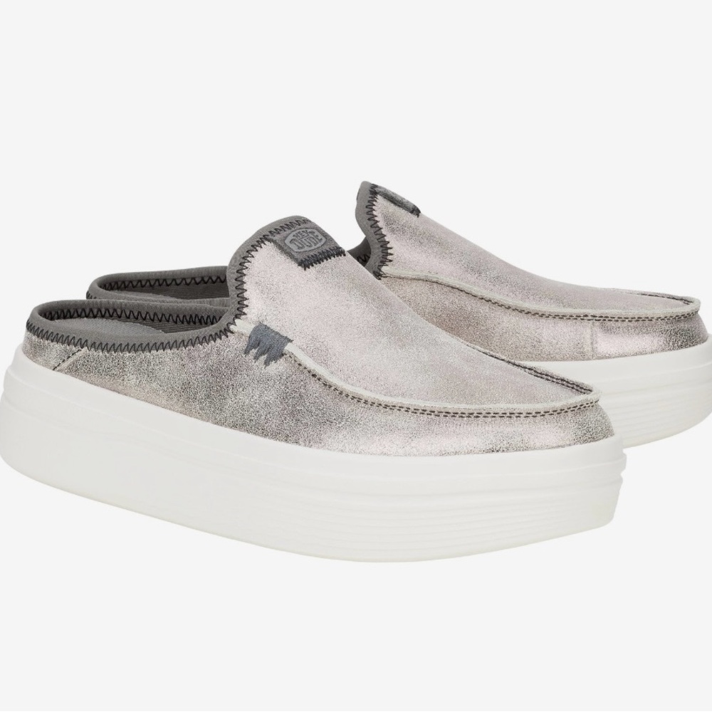 Hey Dude Silver metallic Austin Lift Slip-On Platform Shoes